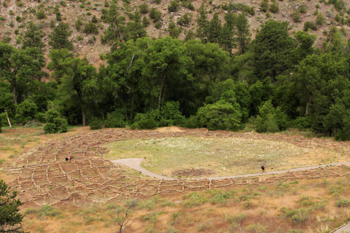 Tyuonyi - remnants of a circular pueblo multi-unit stone structure on the Pueblo Loop Trail (formerly known as the Main Loop Trail) in Bandelier National Monument.