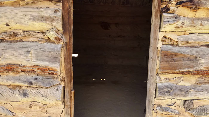 Log detail of the entrance to the Swasey Cabin in the San Rafael Swell, Utah.