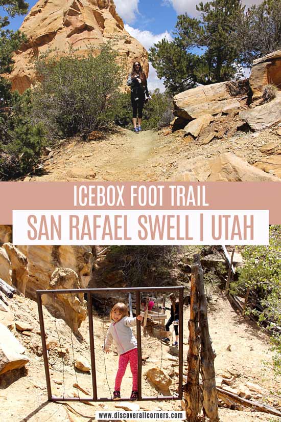 A hike in the San Rafael Swell with historical artifacts. Text overlay – Icebox Foot Trail, San Rafael Swell, Utah.